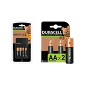Duracell Cef 14 Şarj Aleti + 2 Adet Aa ve Aaa Pil Duracell 4 Saat Şarj Cihazı 1 Adet + Duracell Şarj Edilebilir Aa 1300 Mah Piller 2'li Paket - 1