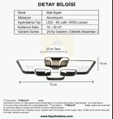 TT Aydınlatma TT500-6-SY  Mat Siyah Plofonyer 6 lı Led Avize - 4