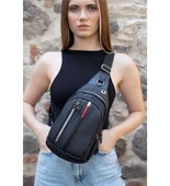 Monalisa HomeNewish Çapraz Göğüs Ve Omuz Çantası BodyBag Siyah (Boy:30cm En:16cm) thumbnail 4