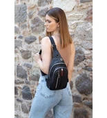 Monalisa HomeNewish Çapraz Göğüs Ve Omuz Çantası BodyBag Siyah (Boy:30cm En:16cm) thumbnail 1