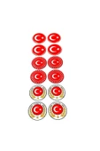 Türkiye Bayrak Sevdalılarına Özel  Plaka Pulu 12'li Pul ve Türk Bayrağı Damla Sticker - 2