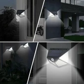 Lamba Bahçe Duvarı için Hareket Sensörlü Güneş Enerjili 3 Ayarlı Aydınlatma 100 Ledli Lamba - 6