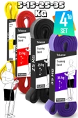 5-15-25-35 KG Direnç Bandı Seti Kas Geliştirme Lastiği Fitness Pilates Cross Training Bant 4 Sertlik - 1