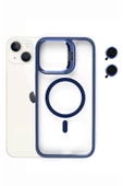 iphone 14  Kılıf Magsafe uyumlu Kamera Standlı +Lens koruyuculu Kapak - 7