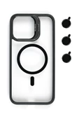 iphone 13 Pro Kılıf Magsafe   uyumlu Kamera Standlı +Lens koruyuculu Kapak - 2