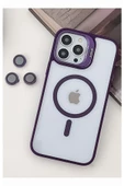 iphone 14 Pro Kılıf Magsafe uyumlu Kamera Standlı +Lens koruyuculu Kapak - 4