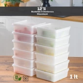 Porsima 1196 12li Dikdörtgen No-Frost Derin Dondurucu Çok Amaçlı Yiyecek Saklama Kabı Seti thumbnail 1