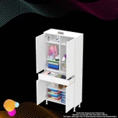 Modilayn YENİ AFRA 80 x 173 x 32,5 cm 1 Çekmece 4 Kapak 5 Raf 8 Bölme Çok Amaçlı Banyo & Mutfak Dolabı  - 7