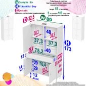Modilayn YENİ AFRA 80x173x32,5 cm 1 Çekmece 4 Kapak 3 Raf 6 Bölme Çok Amaçlı Banyo & Mutfak Dolabı  - 4