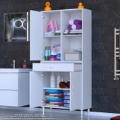 Modilayn AFRA 80x173x32,5 cm 1 Çekmece 3 Kapak 3 Raf 6 Bölme Çok Amaçlı Banyo & Mutfak Dolabı - 3