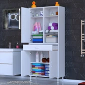 Modilayn AFRA 80x173x32,5 cm 1 Çekmece 3 Kapak 5 Raf 8 Bölme Çok Amaçlı Banyo & Mutfak Dolabı  thumbnail 3