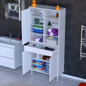 Modilayn AFRA 80x173x32,5 cm 1 Çekmece 3 Kapak 7 Raf 10 Bölme Çok Amaçlı Banyo & Mutfak Dolabı  thumbnail 1