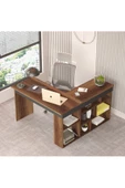 Robin Home Boston Kitaplık Raflı Çalışma Masası L Masa Ofis Çalışma Masası Barok-antrasit - 2