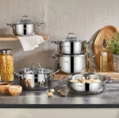 Kahramanlar Yağmur 10 Parça Platin Çelik Tencere Seti thumbnail 1