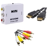 Rca to Hdmi Çevirici Adaptör+ Rca kablo + Hdmi Kablo - 1