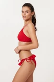 Askılı Straplez Fırfırlı Bikini Takım 217389 Nar Çiçeği - 6