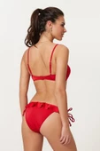 Askılı Straplez Fırfırlı Bikini Takım 217389 Nar Çiçeği - 5