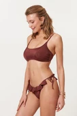Askılı Straplez Fırfırlı Bikini Takım 217389 Nar Çiçeği - 8