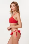 Askılı Straplez Fırfırlı Bikini Takım 217389 Nar Çiçeği - 3