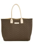 Bagmori Kahverengi Dikiş Desenli Büyük Tote Çanta thumbnail 1