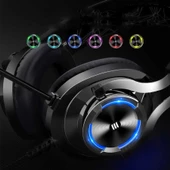 RGB Led Lambalar İle Göz Alıcı Tasarım Kulak Üstü Kablolu Kulaklık (Eksa E3000 3.5mm Kulaklık) - 5