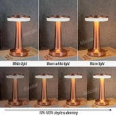 TechTic Oslo Modern Abajur Masa Lambası Şarjlı Dokunmatik 3 Renk Modlu Gold Dim Led - 4