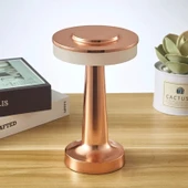 TechTic Oslo Modern Abajur Masa Lambası Şarjlı Dokunmatik 3 Renk Modlu Gold Dim Led - 6