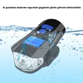 TechTic LCD Hız Göstergeli Su Geçirmez 1500Mah Kornalı Bisiklet Feneri Scooter Ön Far Lamba Işık - 5