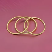 3'lü Gold Renk Oval Parlak Model Antialerjik 316L Çelik Kadın Bileklik - 1