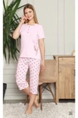 Lale ve Gül desen Pembe kapri pijama takımı thumbnail 1