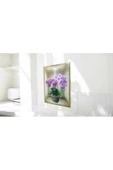3D YAPIŞKANLI DUVAR STİCKER 30X40 CM SAKSI ÇİÇEK MOR - 2