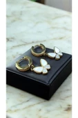 2'Lİ TAŞLI KELEBEK GOLD MODEL KADIN KÜPE 3CM - 1