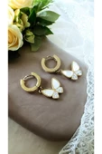 2'Lİ TAŞLI KELEBEK GOLD MODEL KADIN KÜPE 3CM - 2