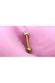 TAŞLI TOP BAŞLI DİK MODEL 1,2 CM GÜMÜŞ VE GOLD RENK PİERCİNG - 2