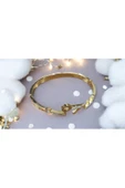 EVO MODEL TAŞLI GOLD RENK 6,4 CM KADIN ÇELİK BİLEKLİK - 3