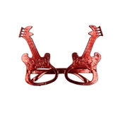 Parti Gözlük Plastik Camsız Gitar Şeklinde Kırmızı 14x6 cm thumbnail 1