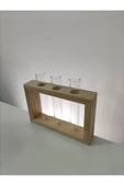 3'lü Test Tüpü Çerçeve Vazo, Dekoratif Ürün, Ahşap Vazo, Deney Tüpü Vazo - 4