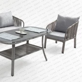 Capri Swing Artemis Üçlü Rattan Balkon Bahçe Takımı | Gri - 3