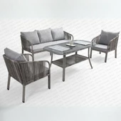 Capri Swing Artemis Üçlü Rattan Balkon Bahçe Takımı | Gri - 1