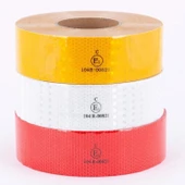 10 MT Reflektörlü Reflektif Fosforlu Araç Oto Kamyon Şerit Bant Tüvtürk Onaylı Düz Kırmızı İkaz Bandı thumbnail 7