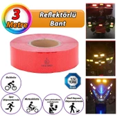 3 MT Reflektörlü Reflektif Fosforlu Araç Oto Kamyon Şerit Bant Tüvtürk Onaylı Düz Kırmızı İkaz Bandı thumbnail 1