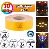 10 MT Reflektörlü Reflektif Fosforlu Araç Oto Kamyon Şerit Bant Tüvtürk Onaylı Düz Sarı İkaz Bandı - 1