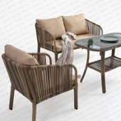 Capri Swing Artemis İkili Rattan Balkon Bahçe Takımı | Açık Kahve - 2