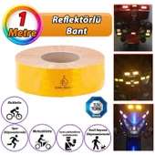 1 MT Reflektörlü Reflektif Fosforlu Araç Oto Kamyon Şerit Bant Tüvtürk Onaylı Düz Sarı İkaz Bandı - 1