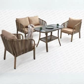 Capri Swing Artemis İkili Rattan Balkon Bahçe Takımı | Açık Kahve - 1