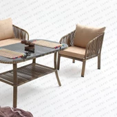 Capri Swing Artemis Üçlü Rattan Balkon Bahçe Takımı | Açık Kahve - 3