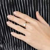 8 Ayar Altın Taşlı Harf Yüzük - 2