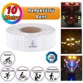 10 MT Reflektörlü Reflektif Fosforlu Araç Oto Kamyon Şerit Bant Tüvtürk Onaylı Düz Beyaz İkaz Bandı thumbnail 1
