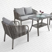 Capri Swing Artemis İkili Rattan Balkon Bahçe Takımı | Gri thumbnail 2