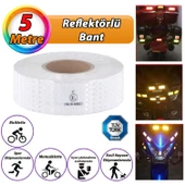 5 MT Reflektörlü Reflektif Fosforlu Araç Oto Kamyon Şerit Bant Tüvtürk Onaylı Düz Beyaz İkaz Bandı thumbnail 1